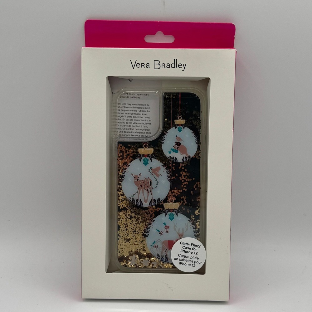 Vera Bradley iPhone 12 Case Glitter Flurry Merry Mischief Ornaments Holiday New